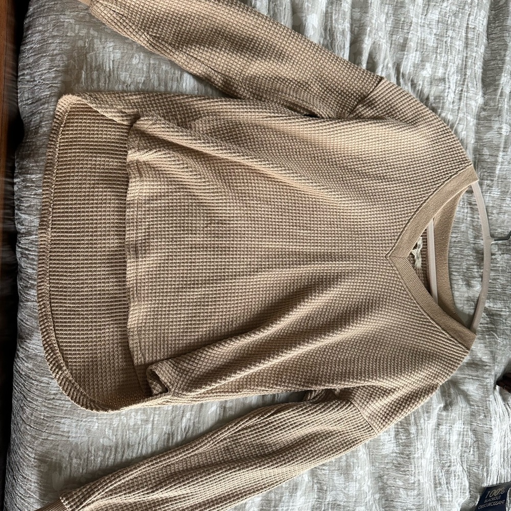 Madewell Tan V-Neck Sweater Soft Knit Relaxed Fit